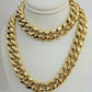 Real 14k Yellow Gold Chain Necklace 24 Inch 15mm  Miami Cuban Link Mens 14kt
