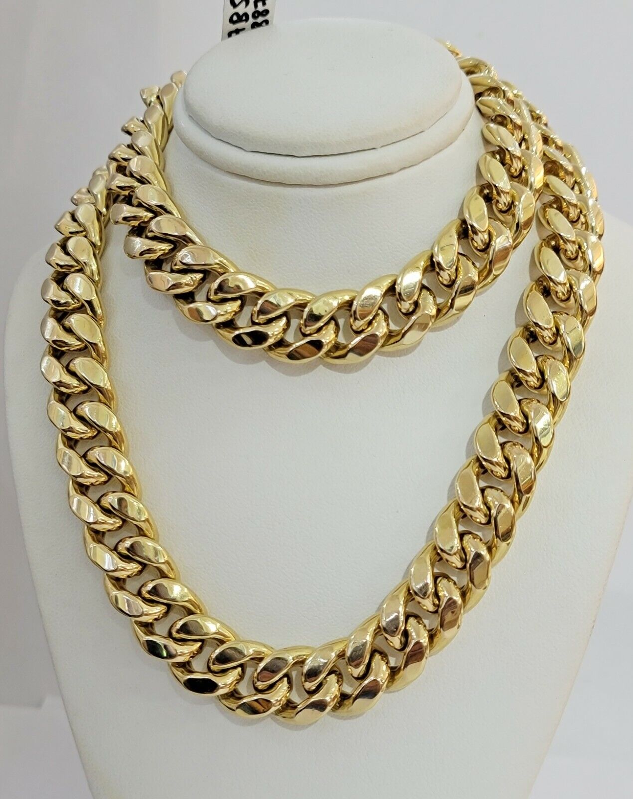Real 14k Yellow Gold Chain Necklace 24 Inch 15mm  Miami Cuban Link Mens 14kt