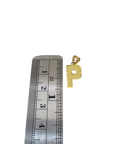 10K Yellow Gold P Initial Charm Pendant Alphabet Real 10kt Unisex