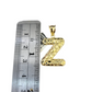 10k Gold Franco Chain Z Nugget Initial Charm Pendant Necklace SET 2.5mm 16"-26"