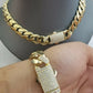 10k Real Gold Royal Miami Cuban Chain 14mm Royal Necklace Bracelet Set Men