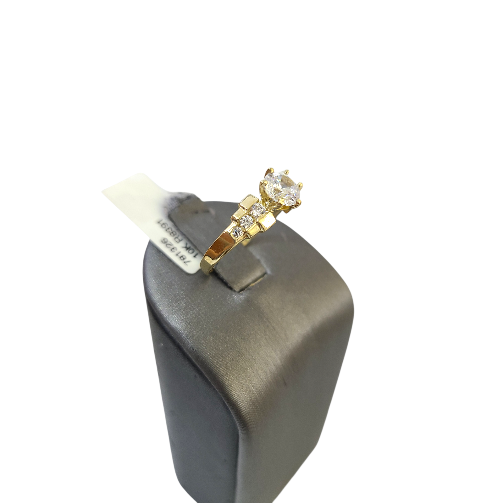 Real 10k Solitaire CZ Ring Yellow Gold Women 10Kt Genuine