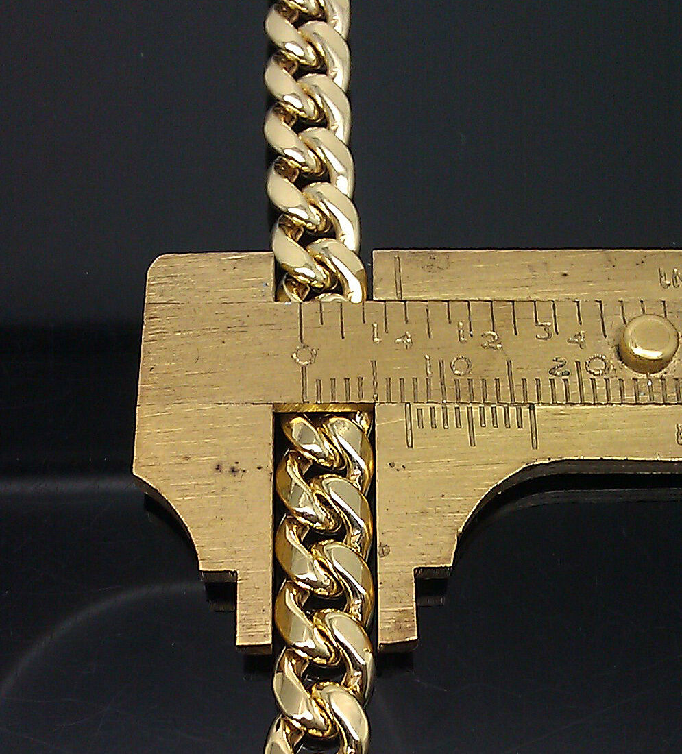 10k Gold Bracelet Men Real Gold Miami Cuban Link Bracelet 7mm 9" inch Box Lock
