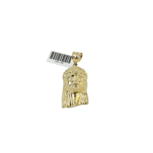 Real 10k Yellow Gold Charm Pendant Cross Head Face Gold 10KT