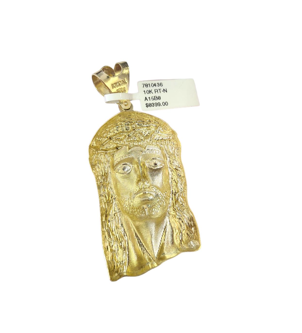 10k Yellow Gold Cuban Curb Chain SET Christ Face Pendant Charm 8mm Necklace Men