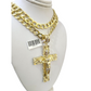 10k Yellow Gold Cuban Curb Chain Nugget Cross Pendant Charm 8mm Necklace Men