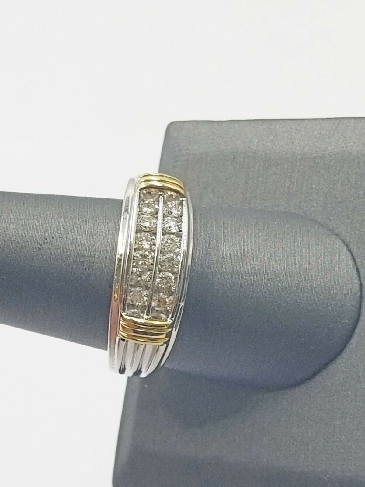 REAL 10k White Yellow Gold Engagement Wedding Band Men 0.48 CT Real Diamond
