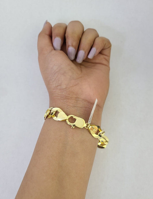 Solid 10k Cuban Curb link Bracelet 8.5" 11mm Real 10kt Yellow Gold