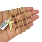 Real Gold 10k Chain Miami Cuban Link Necklace 2.5mm T Initial Charm Pendant SET