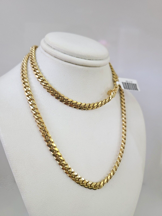Real 10k Yellow Gold Chain 5mm Solid Miami Cuban Link Necklace 22 Inch Genuine