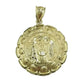 10k Yellow Gold Virgin Marry, Jesus Head Charm two tone Diamond Cut Pendant Real
