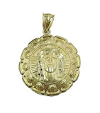 10k Yellow Gold Virgin Marry, Jesus Head Charm two tone Diamond Cut Pendant Real