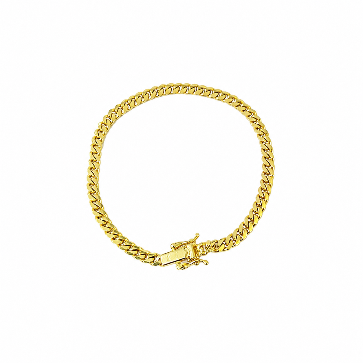 10k Real Solid Gold Miami Cuban Bracelet 4mm Link 7" inch Women Men