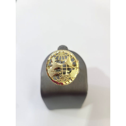 Real 10k Yellow Gold World Map Ring Globe Nugget Pinky Mens Size 8 9 10 11 12