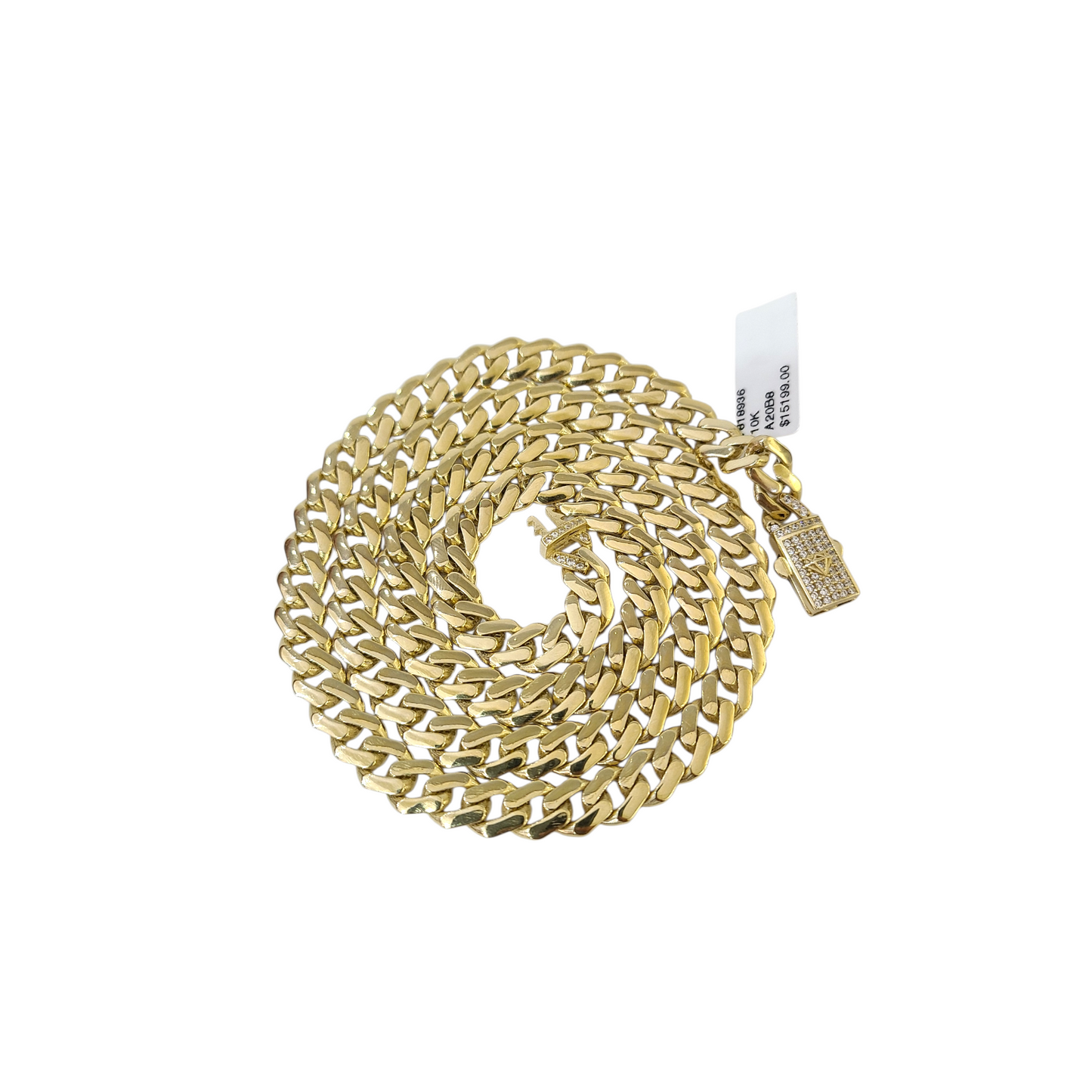 Real 10k Gold Chain 7mm Monaco Cuban Link Necklace 24'' Men's 10kt Yellow Gold
