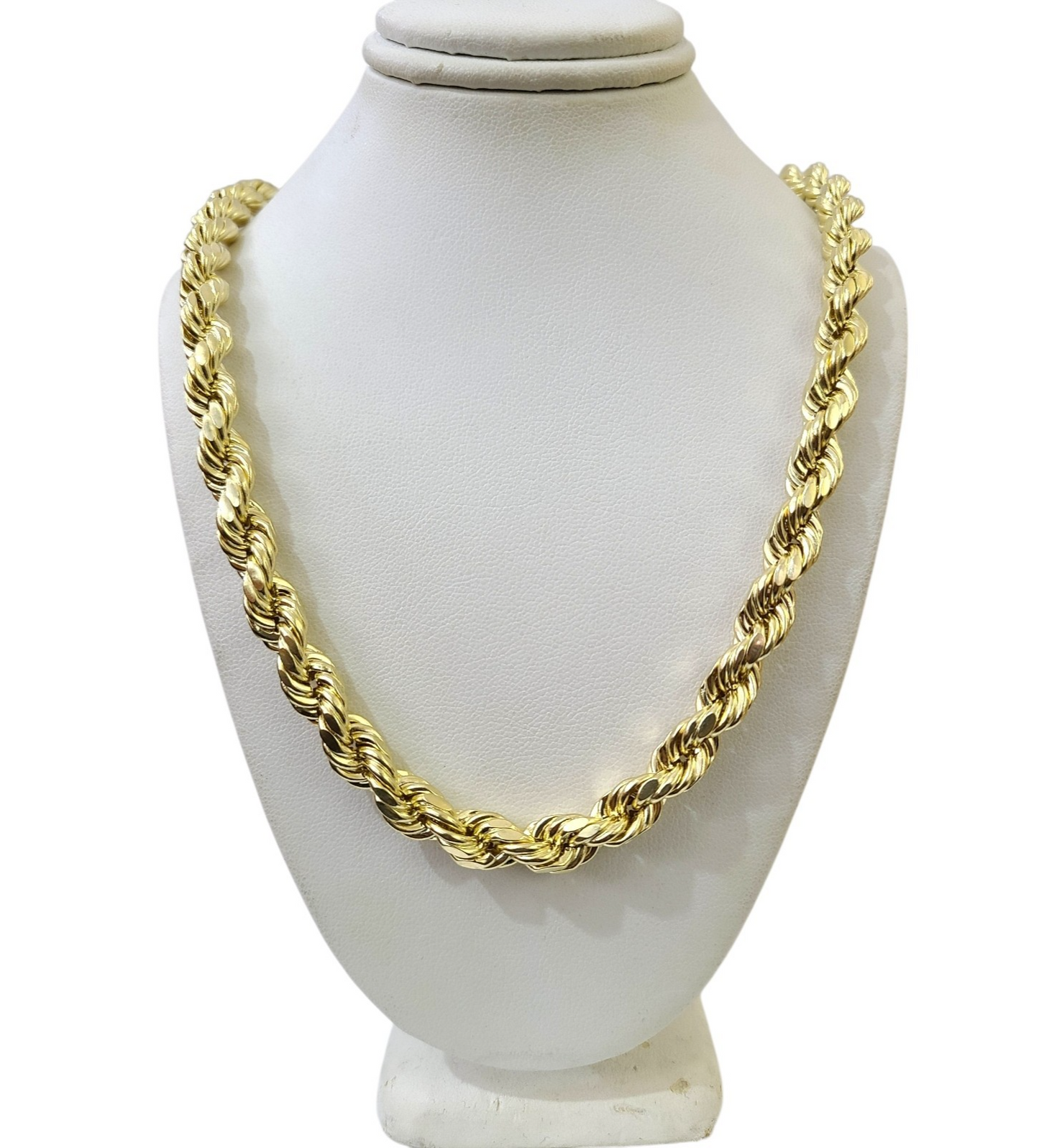 10K Yellow Gold Rope Chain Necklace 8mm 22 Inch REAL 10kt Diamond Cuts Men's