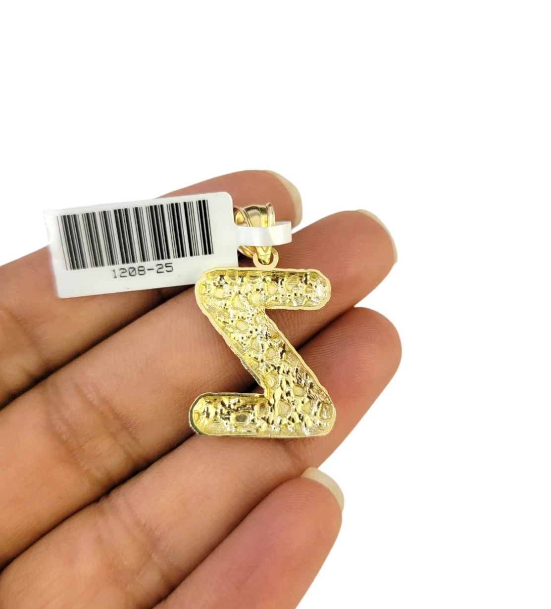 10k Gold Franco Chain Z Nugget Initial Charm Pendant Necklace SET 2.5mm 16"-26"