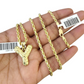 Real 10k Rope Chain Y Necklace Nugget Initial Charm 3mm 18"-28" Set Pendant Gold