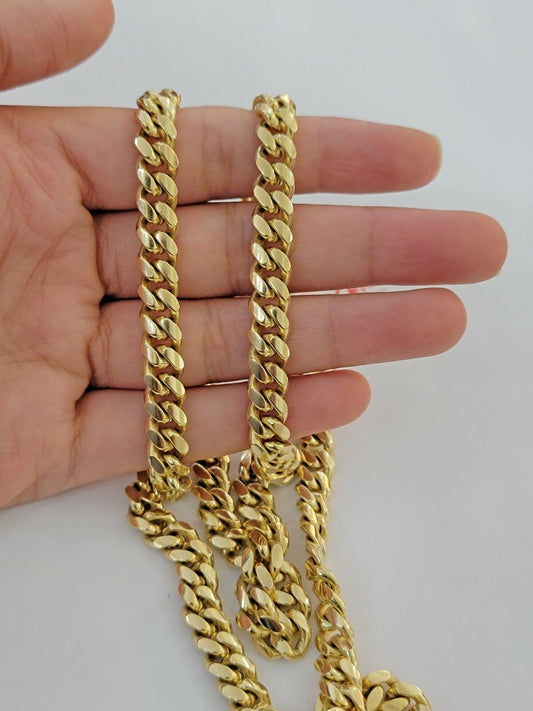 14k Yellow Gold Miami Cuban Link Chain Solid Necklace 7mm 24 Inch Real Gold Sale