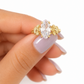 10k Gold Floral Marquise CZ Ring Women Yellow Gold Flower Design Statement