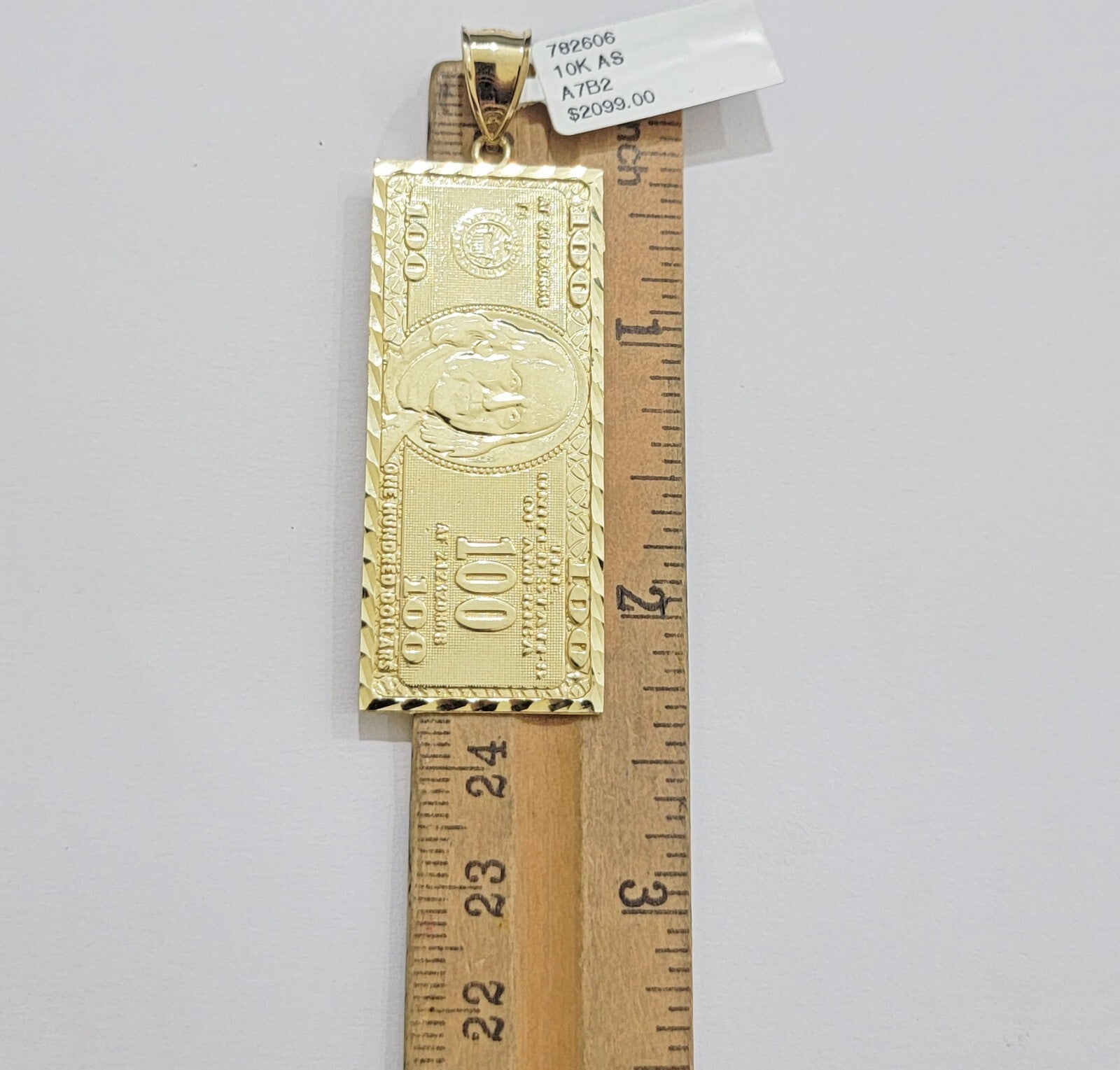 10k Yellow Gold Charm Pendant 100 Dollar Bill Mens REAL 10KT With FREE SHIPPING