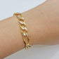 Mens Real 10k Yellow Gold Figaro Link Bracelet Diamond Cut 6.5 mm Solid 8 Inch