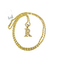 10k 2.5mm Rope Chain R Initial Alphabet Pendant 16"-28" Gold Set Charm Necklace
