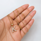 10K Gold Solid Franco Chain K Initial CZ Stone Pendant Set 1mm 16 18 20 22 Women