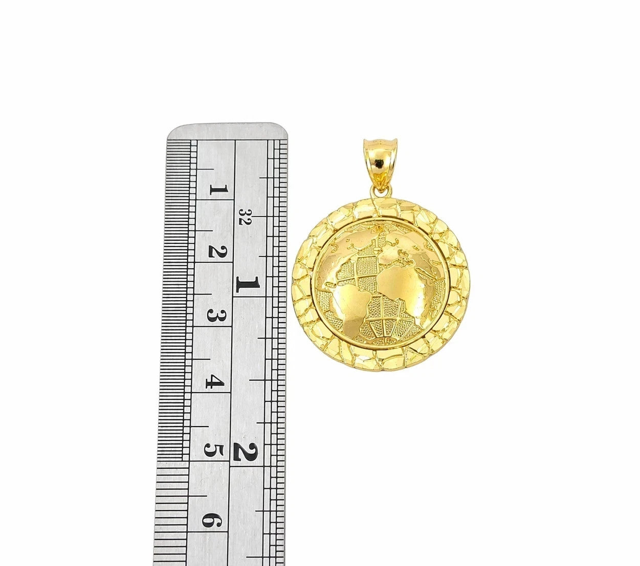 10K Yellow Gold Miami Cuban Link Chain Set World Map Charm Pendant 4.5mm 18-28"