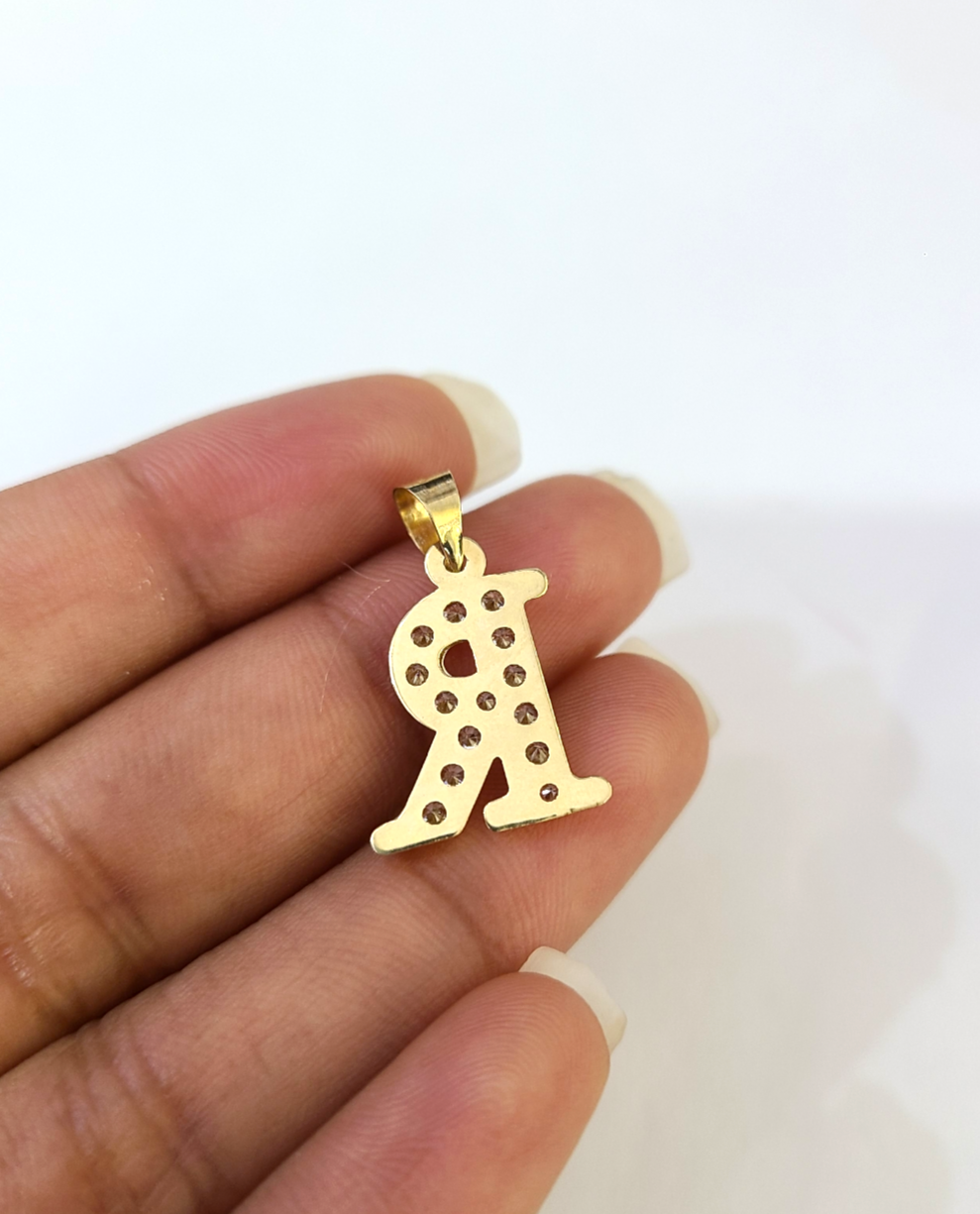 10k 2.5mm Rope Chain R Initial Alphabet Pendant 16"-28" Gold Set Charm Necklace