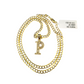 10k Gold Cuban Curb Chain Necklace P Initial Alphabet Pendant Charm 3mm Necklace