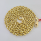 Real 18k Rope Chain Necklace 22 Inches 3mm Yellow Gold Men Women 18KT SOLID