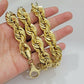 REAL 10k Gold Rope Chain Necklace 17mm Thick 30" Diamond Cut 10kt Adjusted
