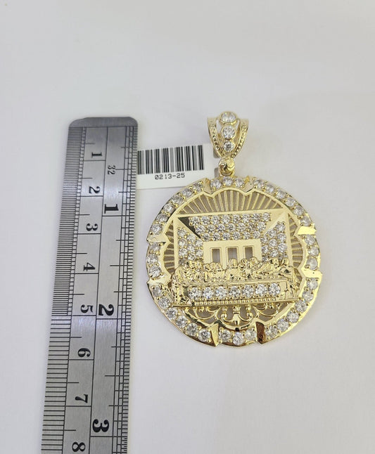 10k Last Supper Charm Pendant REAL 10Kt Religious Medallion Yellow Gold