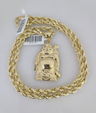 10kt Gold Rope Chain Laughing Buddha Charm Set 18"-30'' Inch 5mm Necklace