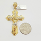 14k Yellow Gold Cross Jesus Crucifix Pendant 3 Inch 14kt CZ Charm Mens REAL 14kt
