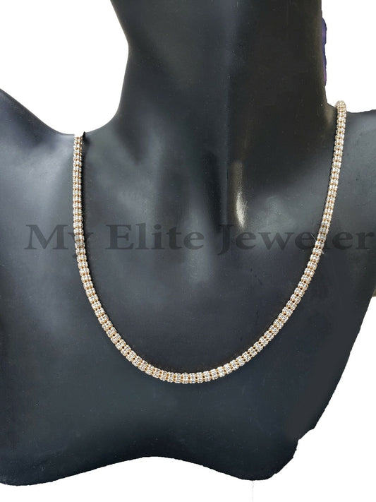 REAL 10k Gold Ladies Necklace 22 Inch 4mm Chain Shiny Diamond Cuts For Women Men