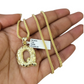 10k Gold Q Nugget Initial Charm Franco Chain 2.5mm 16"-26" Pendant Necklace SET