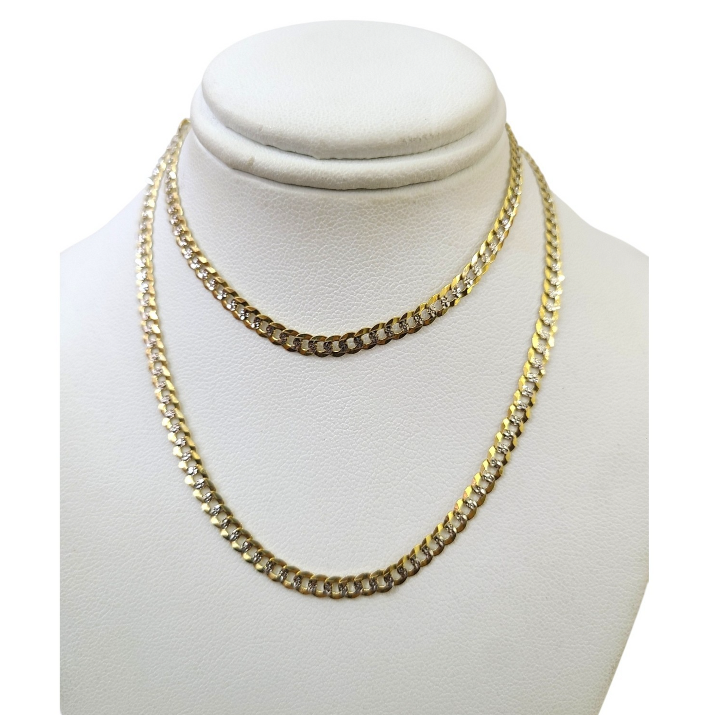 10K Yellow Gold Cuban Curb Chain Necklace 4mm 20 Inch REAL 10kt Diamond Cuts