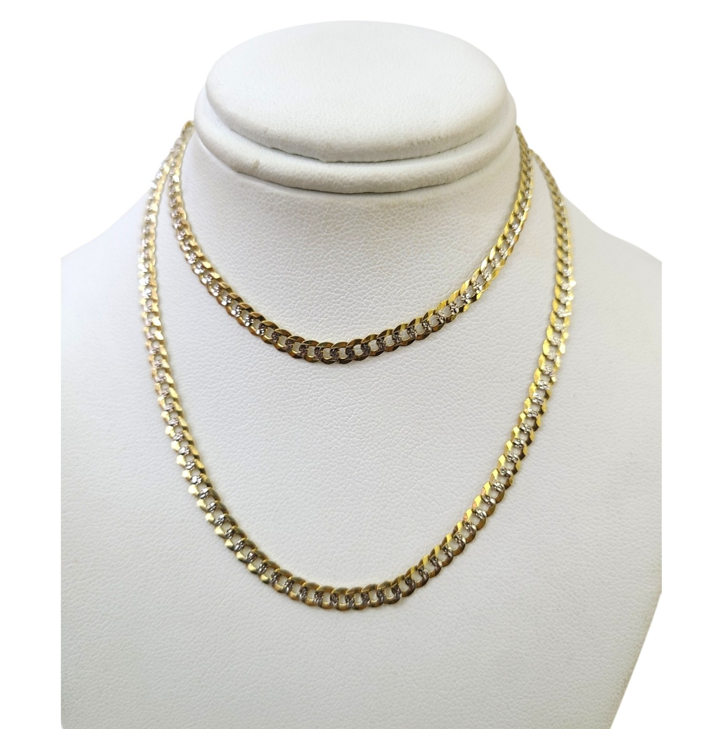 10K Yellow Gold Cuban Curb Chain Necklace 4mm 20 Inch REAL 10kt Diamond Cuts