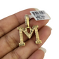 10k Gold Chain Necklace M Diamond Initial Pendant Set Cuban Curb 3mm 20"-30"