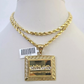 10kt Solid Gold Rope Chain Last Supper Charm Pendant 20-28'' Inches Necklace 4mm