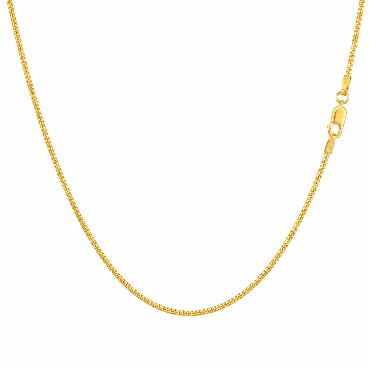 Real 18K Yellow Gold Franco Link Chain Choker Necklace 1mm 20 Inch Women
