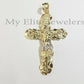 REAL 10K Yellow Gold Cross Pendant Charm Men's Jesus Crucifix 3.5" Free Shape Big