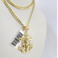10k Gold Cuban Curb 3mm Chain Necklace Anchor Crucifix Charm Pendant 18"-28"