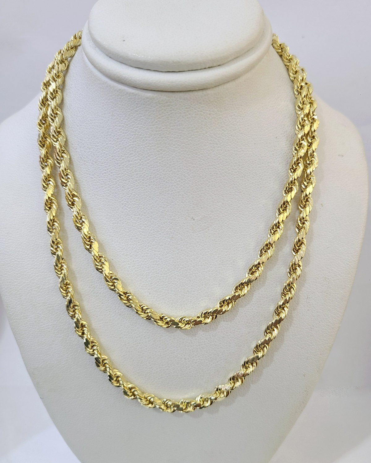 10k Yellow Gold Rope Chain 5mm Necklace Bracelet Set Real Men Women