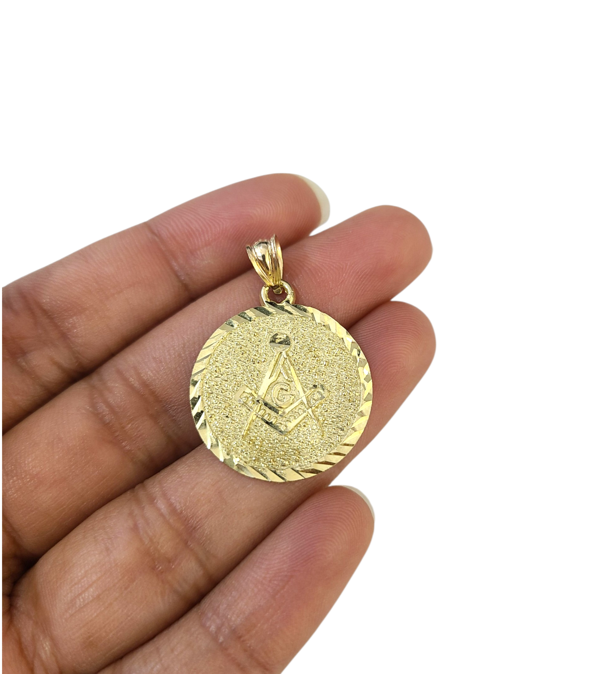 Real 10K Yellow Gold Masonic Freemason Medal Pendant Charm Genuine 10kt