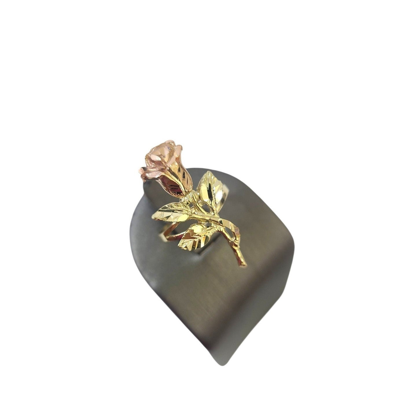 10k Gold Rose Flower Ring Two Tone Pink Yellow Gold Floral Open Ring Ladies