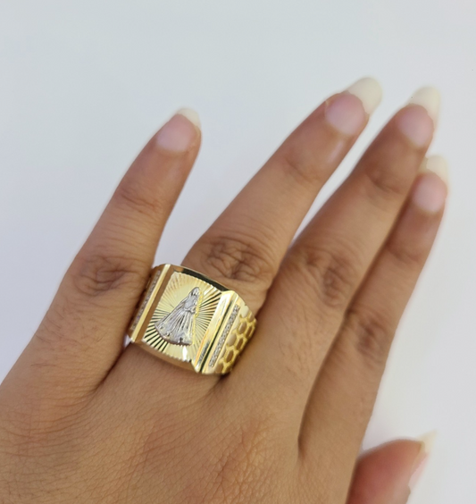10k Virgin Mary Ring Casual Band Yellow Gold Genuine Brand New Religious