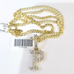 10k Gold Chain Necklace Cuban Curb P Diamond Initial Pendant Set 3mm 20"-30"